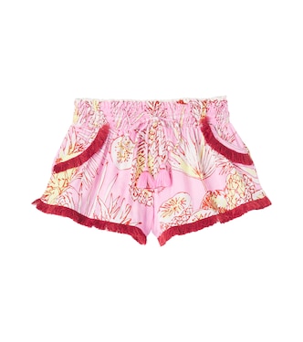 Shorts Lulu con stampa e frange | Poupette St Barth Kids