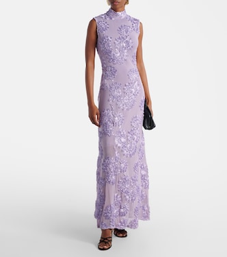 Floral embroidered mesh maxi dress | Rotate