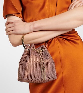 Bon Bon Small embellished satin bucket bag | Jimmy Choo