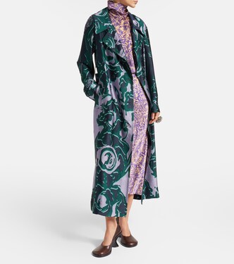 Floral silk satin midi skirt | Dries Van Noten