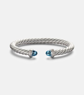 Pulsera Cable Flex®  de plata de ley (925) con diamantes y topacios | David Yurman