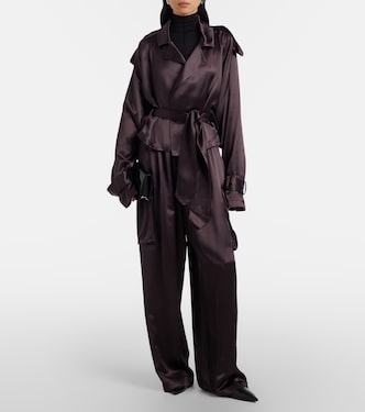 Cropped-Trenchcoat Simona aus Satin | The Frankie Shop