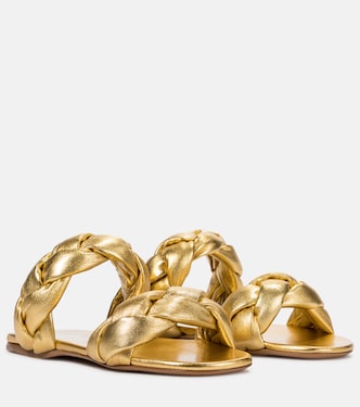 Sandalen aus Metallic-Leder | Miu Miu