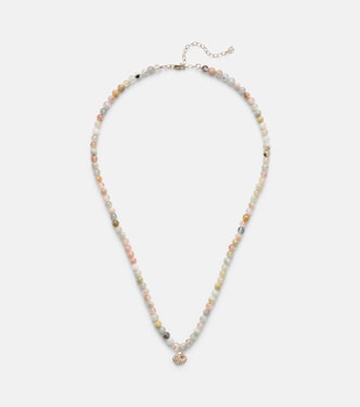 Collier Clam Shell Small en or 14 ct, diamants et morganite | Sydney Evan