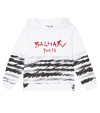 Printed cotton jersey hoodie | Balmain Kids