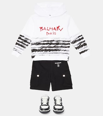 Printed cotton jersey hoodie | Balmain Kids