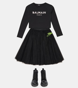 Embellished tulle skirt | Balmain Kids