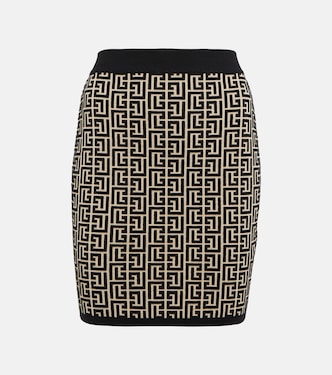 Monogram wool-blend miniskirt | Balmain