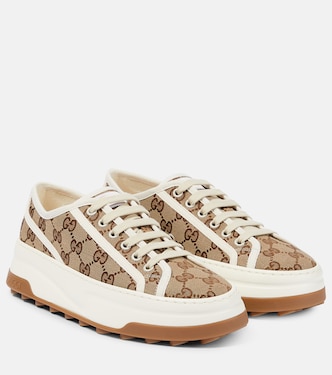 Plateau-Sneakers GG aus Canvas mit Leder | Gucci