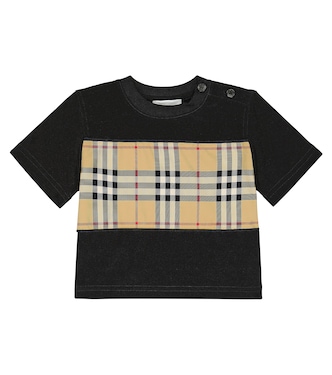 T-shirt in misto cotone a quadri | Burberry Kids