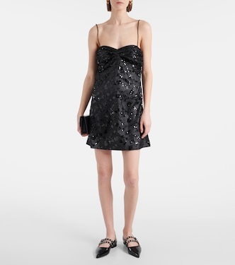 Vestido corto con lentejuelas y encaje | Ganni