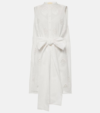 Vestido corto de mezcla de algodón bordado | Erdem