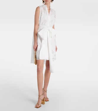 Vestido corto de mezcla de algodón bordado | Erdem