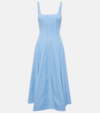 Vestido midi Wells de popelín a rayas | Staud
