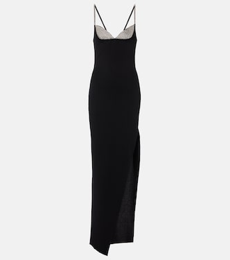 Crystal-embellished side-slit gown | Balmain