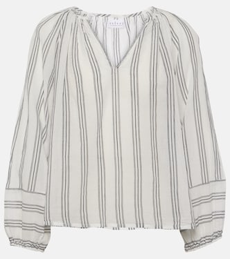 Gianna embroidered striped cotton top | Velvet