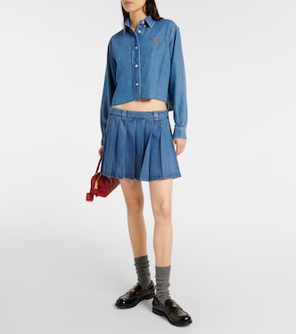 Minigonna di jeans a pieghe | Miu Miu
