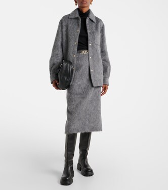 Jupe crayon en laine et mohair mélangés | Moncler