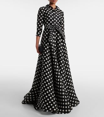 Abito lungo in seta a pois | Carolina Herrera