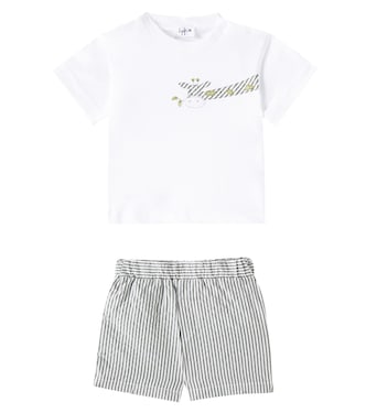 Baby striped cotton T-shirt and shorts set | Il Gufo