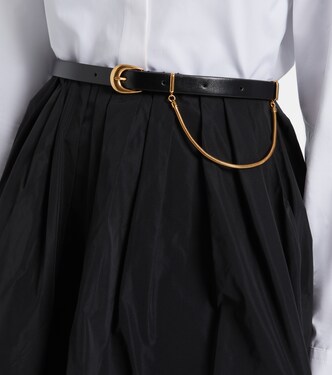 Cintura Curve in pelle con dettaglio a catena | Jil Sander