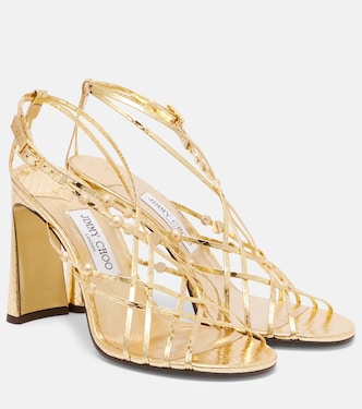 Felice 95 beaded metallic leather sandals | Jimmy Choo