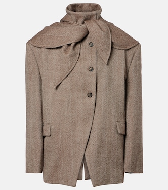 Herringbone hooded wool-blend blazer | Magda Butrym
