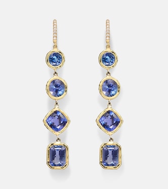 Cascade 18kt gold drop earrings with diamonds and tanzanite | Octavia Elizabeth
