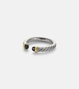 Petite Cable sterling silver ring with onyx | David Yurman