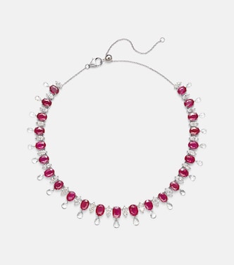 18kt white gold necklace with diamonds and rubies  | Kamyen