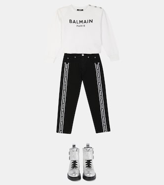 Logo cotton jersey sweatshirt | Balmain Kids