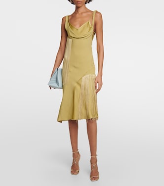 Fringe-trimmed crêpe and satin minidress | Victoria Beckham
