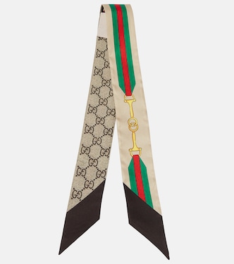Sciarpa GG in seta con stampa | Gucci
