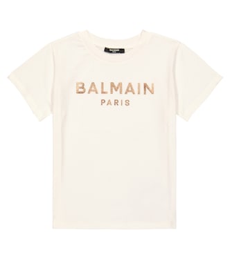 Camiseta en jersey de algodón con logo | Balmain Kids