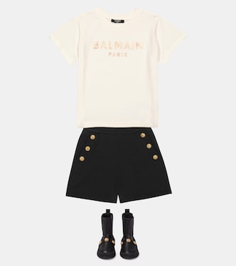 Camiseta en jersey de algodón con logo | Balmain Kids
