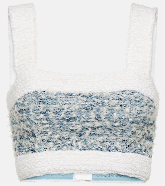 Crop top de denim de tweed | Balmain