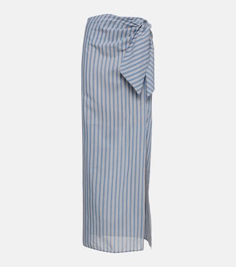 Gonna in cotone e seta a righe | Brunello Cucinelli