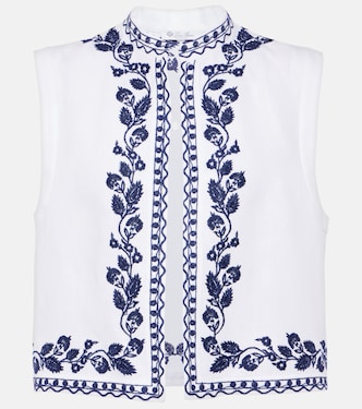 Bestickte Weste Dabney aus Leinen | Loro Piana