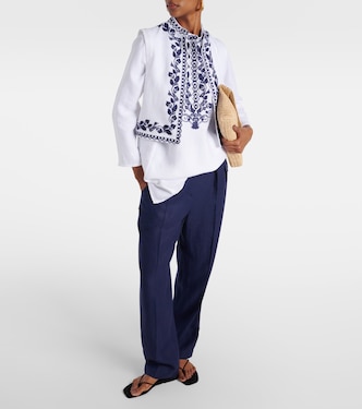 Gilet Dabney in lino con ricamo | Loro Piana