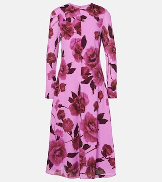 Abito midi in crêpe con stampa floreale | Erdem