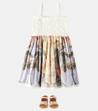 Kleid Wylie aus Baumwolle mit Häkelstrick | Zimmermann Kids