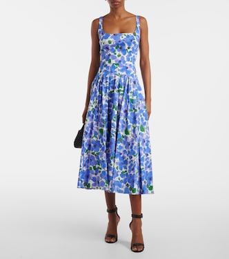 Vestido midi de mezcla de algodón floral | Carolina Herrera