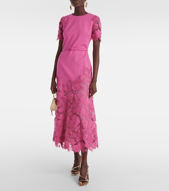 Vestido midi Orchid de mezcla de lana | Oscar de la Renta