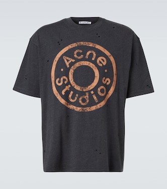 Logo做旧棉质混纺针织T恤  | Acne Studios