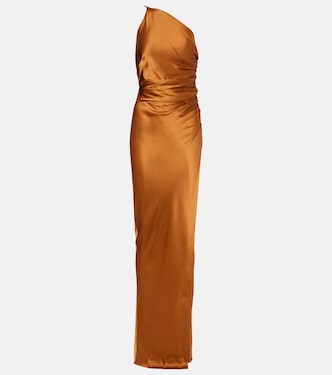 Asymmetric gathered silk gown | The Sei