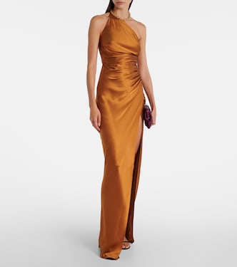 Asymmetric gathered silk gown | The Sei