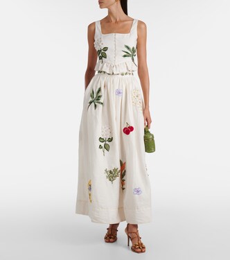 Eslabón Wild appliqué linen crop top | Agua by Agua Bendita