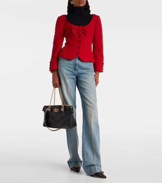 Bow-detail cropped wool-blend tweed jacket | Valentino