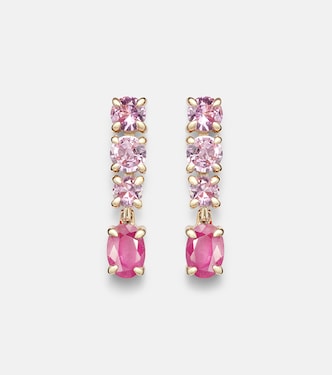 14kt gold (585/1000) earrings with pink sapphire and ruby | Stone and Strand