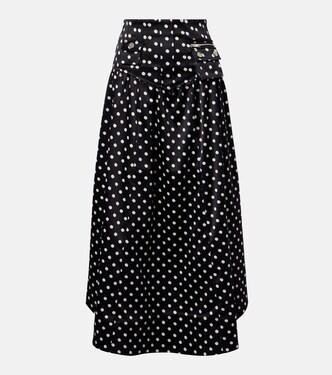 Polka-dot satin maxi skirt | Ganni